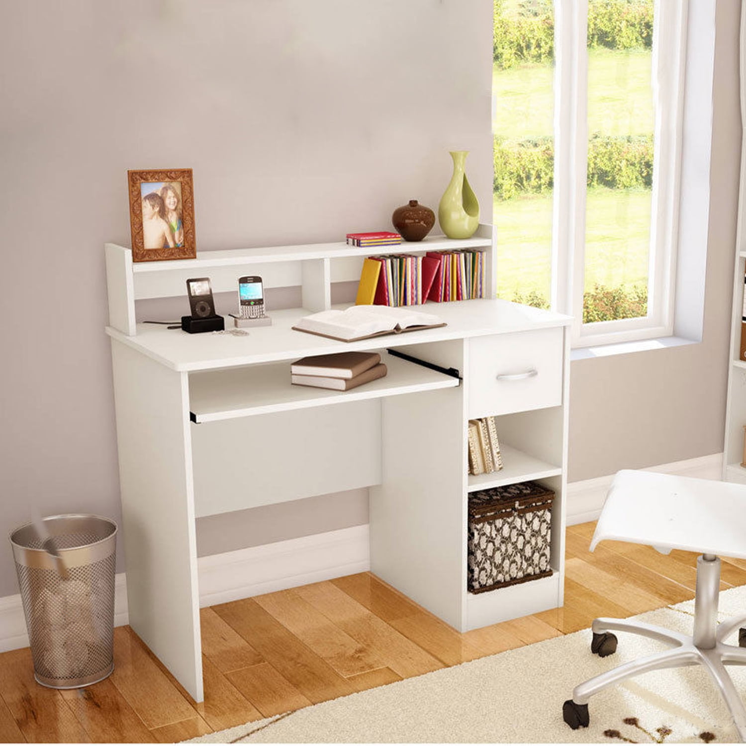 Details about   Computer Desk With Drawer and Shelf Study Home Office Laptop Table Workstation 