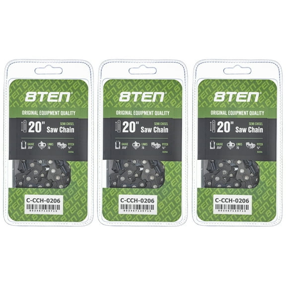 8TEN Semi Chisel Chainsaw Chain 20 inch .058 3/8 76DL 3 Pack 810-CCC2428H