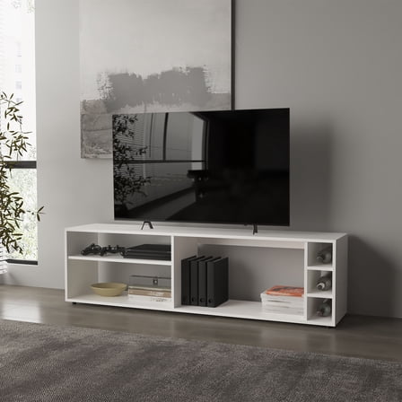 Mayo TV Stand for 70" Screen with Open Storage, Melamine Finish, White