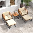 thumbnail image 2 of Gymax 5 PCS Acacia Wood Patio Furniture Set w/ Ottomans Soft Cushions & Coffee Table, 2 of 9