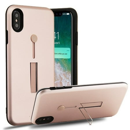 Xs Grip - For iPhone XS Max Finger Grip Hybrid Case Cover, Silicone Strap & Metal Stand
