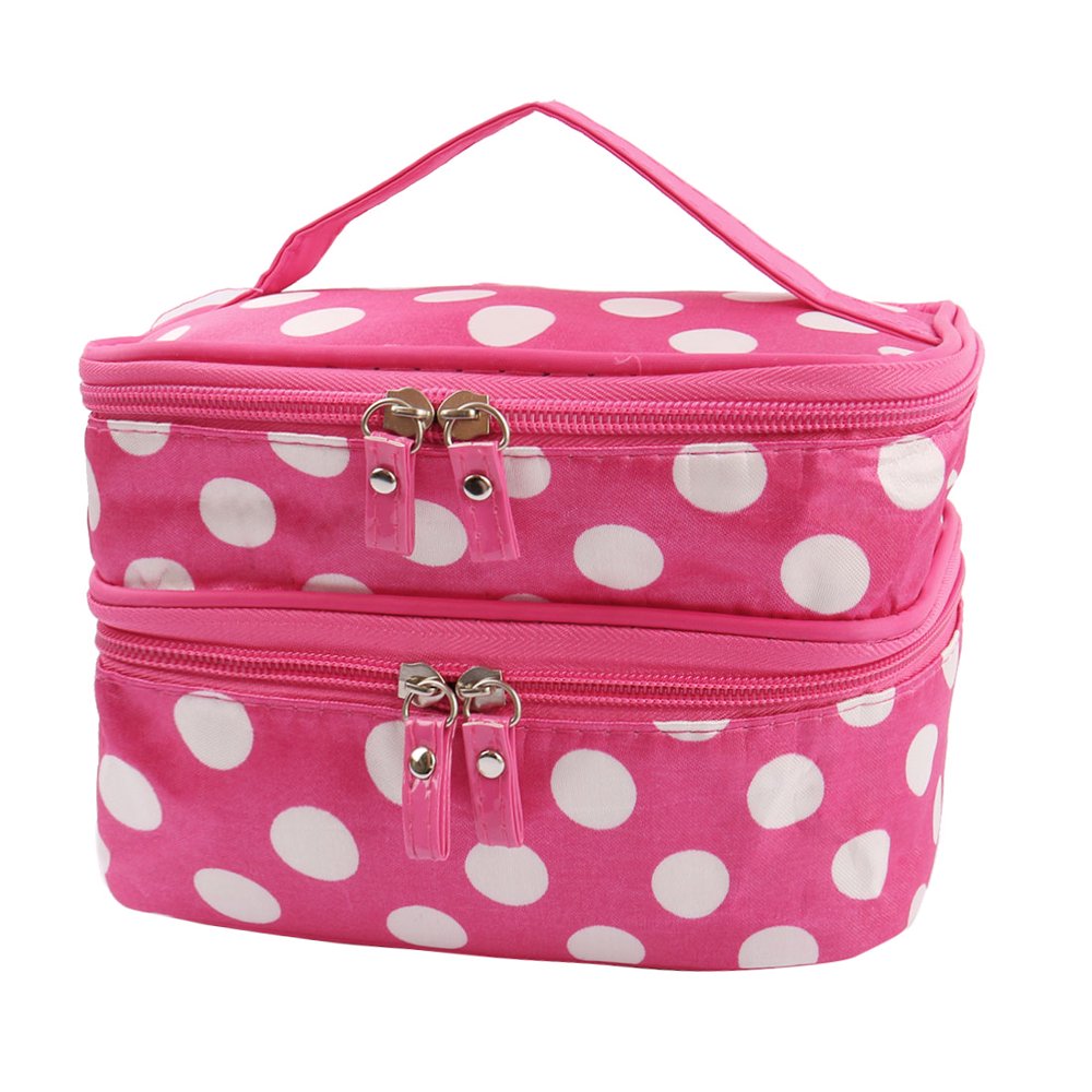 Travel Cosmetic Makeup Bag Organizer Dot Pattern Toiletry Bag Case