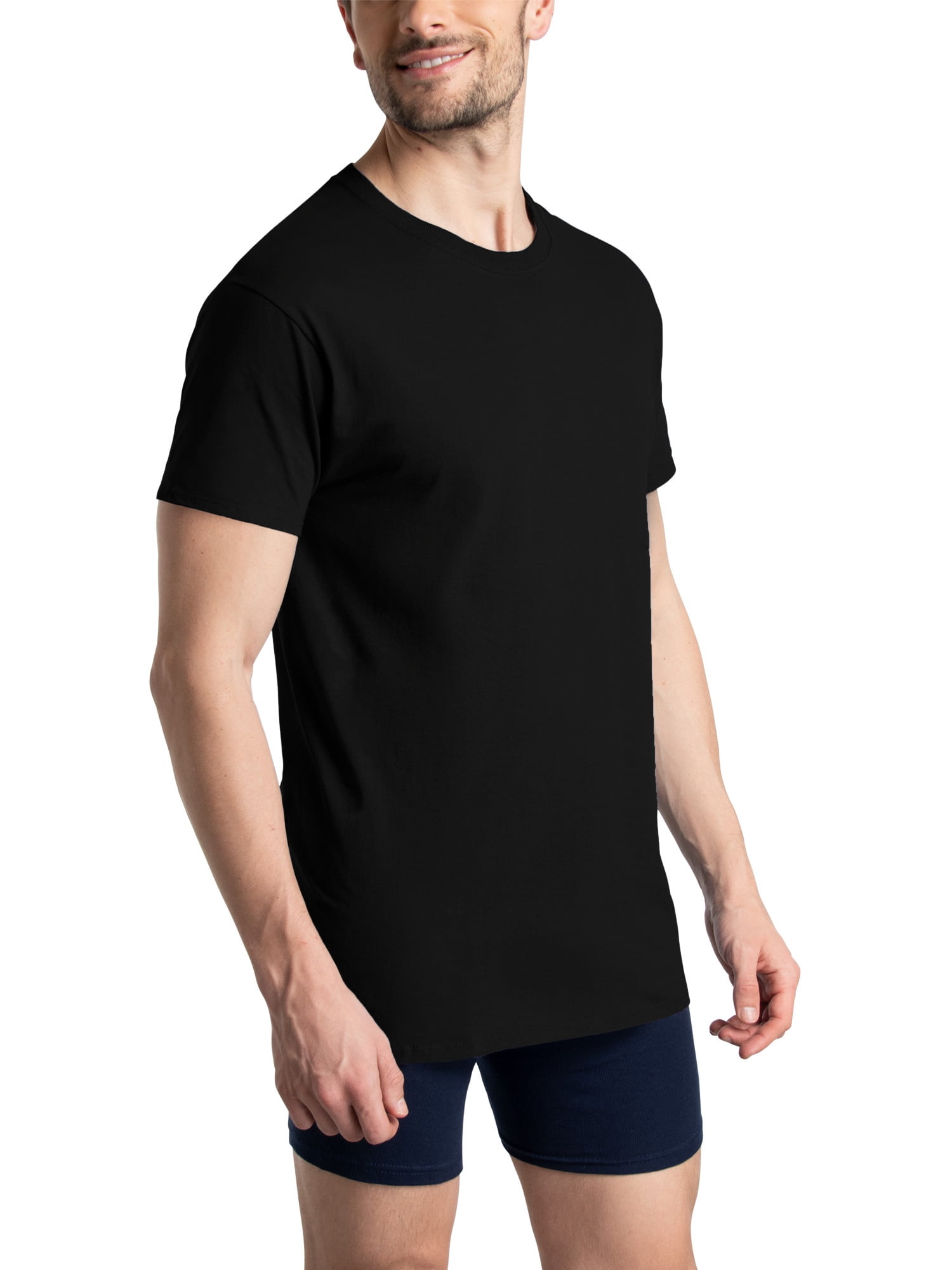 Fruit of the Loom Men's EverSoft Crew Neck Undershirts, Moisture-Wicking Short Sleeve T-Shirts, Tag-Free Multipacks
