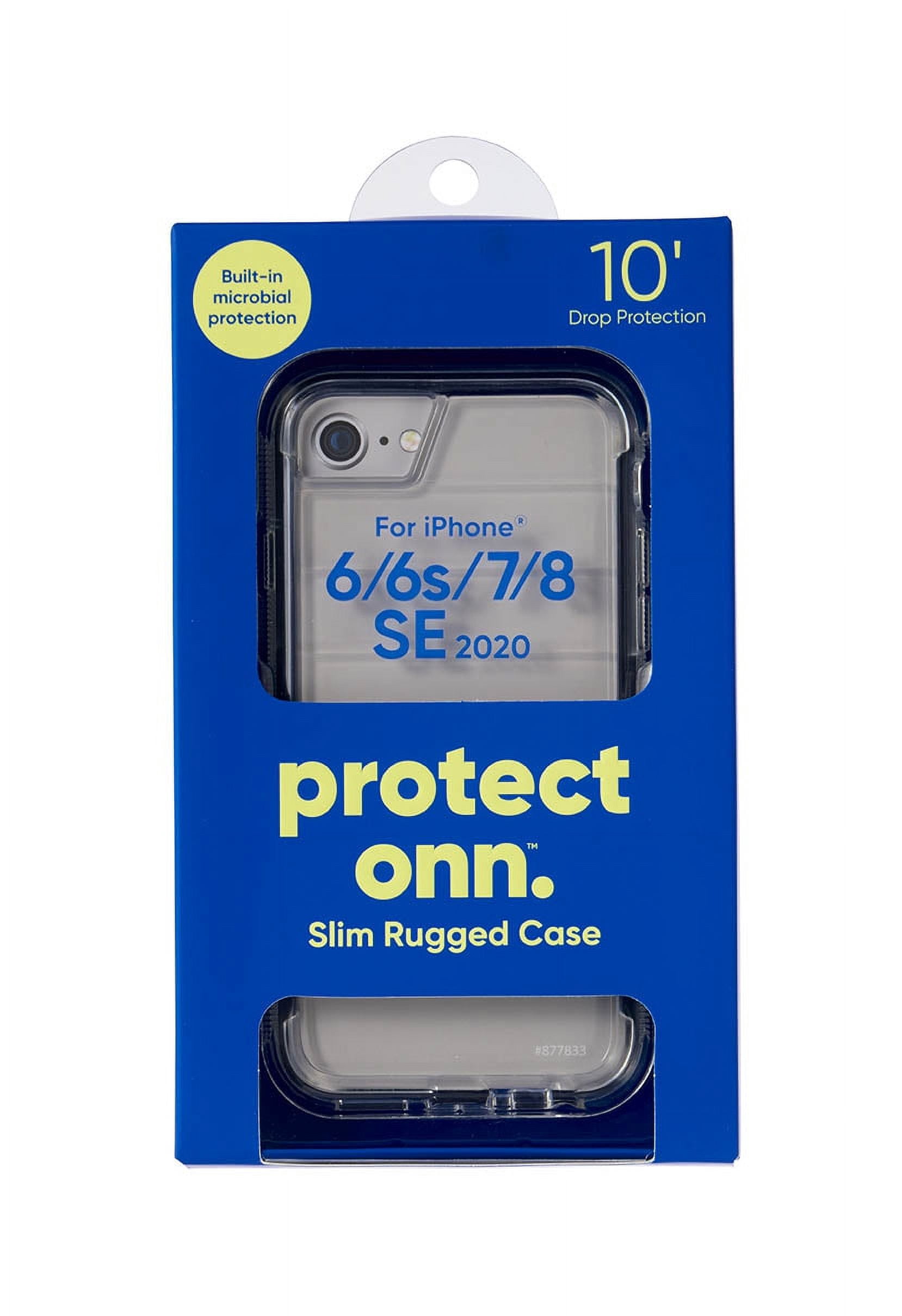 onn Slim Rugged Phone Case for iPhone 6/6s/7/8/SE 2020/SE 2022, Clear