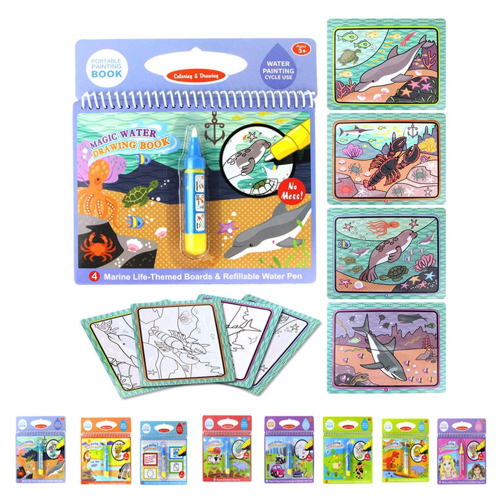 Livre De Coloriage à L'eau Réutilisable Pour Enfants 1-3 Ans - Stylo Inclus - Jeu éducatif Sans Tache - Apprentissage