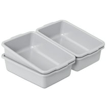 Rinboat 4 Packs Large Bus Tubs Commercial, 32 L Plastic Bus Boxes, Gray