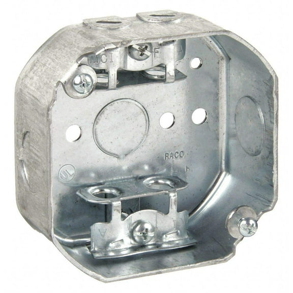 RACO Electrical Box Octagon Round - Galvanized Steel - 4" Nominal Width, Silver
