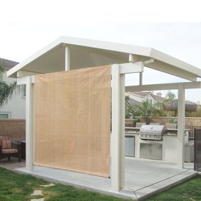 Banha Beige Rod Pocket Sun Shade Panel With Aluminum Eyelets For