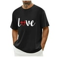 thumbnail image 1 of Tops para hombre, blusas y camisas de cuello redondo y manga corta para hombre. Camiseta/camisa informal de cuello redondo y manga corta con estampado de corazones para hombre. Tops de poliéster para, 1 of 4