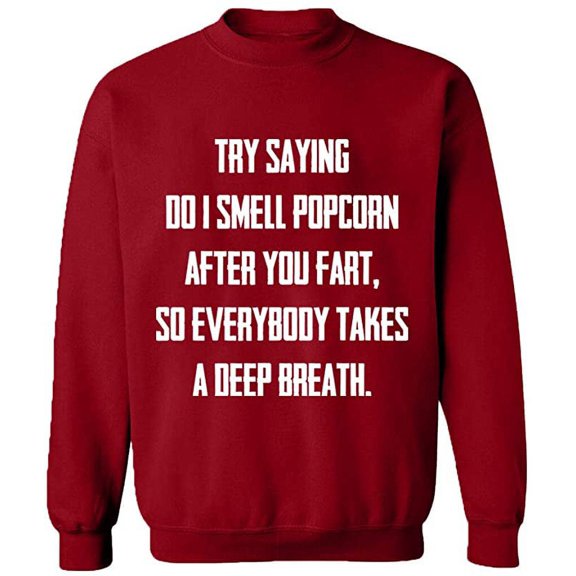 Unisex Crewneck Sweatshirt, Do I Smell Popcorn, Slim Fit, Long Sleeve Sweater - Antiquee Cherry Small