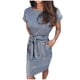 thumbnail image 1 of Puntoco Vestido Suelto Informal Con Cuello Redondo Y Manga Corta Con Estampado De Rayas Para Mujer, Color Negro, Xxl,Regalos Para Mujer Joven, 1 of 5