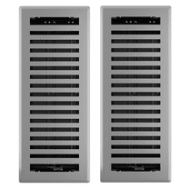 Imperial 4in x 12in Montezuma Style Grey Granite Metal Rectangular Floor Register (2 PACK)