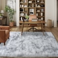 thumbnail image 3 of Janvonne 5x7 Fluffy Shag Area Rug, Ultra Soft Plush Fuzzy Shaggy Carpet for Living Room Bedroom, Non-Slip Floor Rug for Kids Girls Room Nursery, Cozy Indoor Home Decor, Tie-dye Silver Grey, 3 of 8