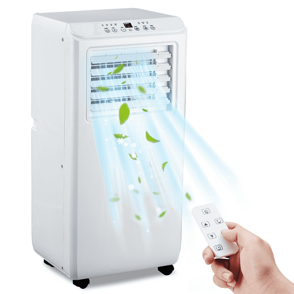 GOCAPTAIN 10,000 BTU Portable Air Conditioner Cools 450 Sq. Ft, with Dehumidifier & Fan, 24H Timer, Remote Control, Mobile AC Unit with Window Kit, White