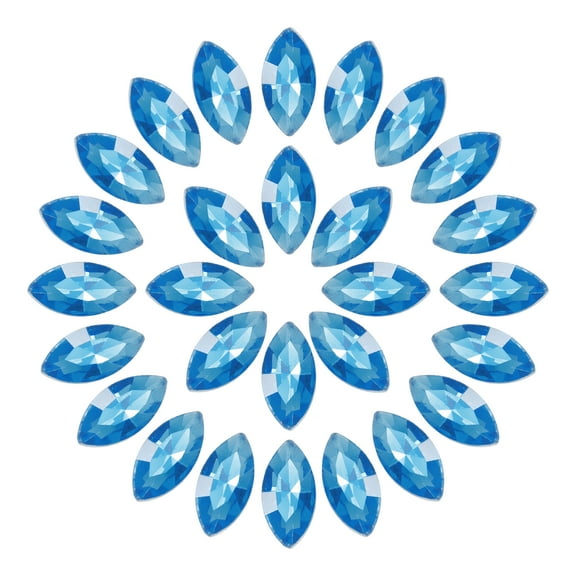 Uxcell 100Pcs Horse Eye Shape Rhinestones Glass Point Back Beads for Jewelry Making, Light Blue 4x8mm
