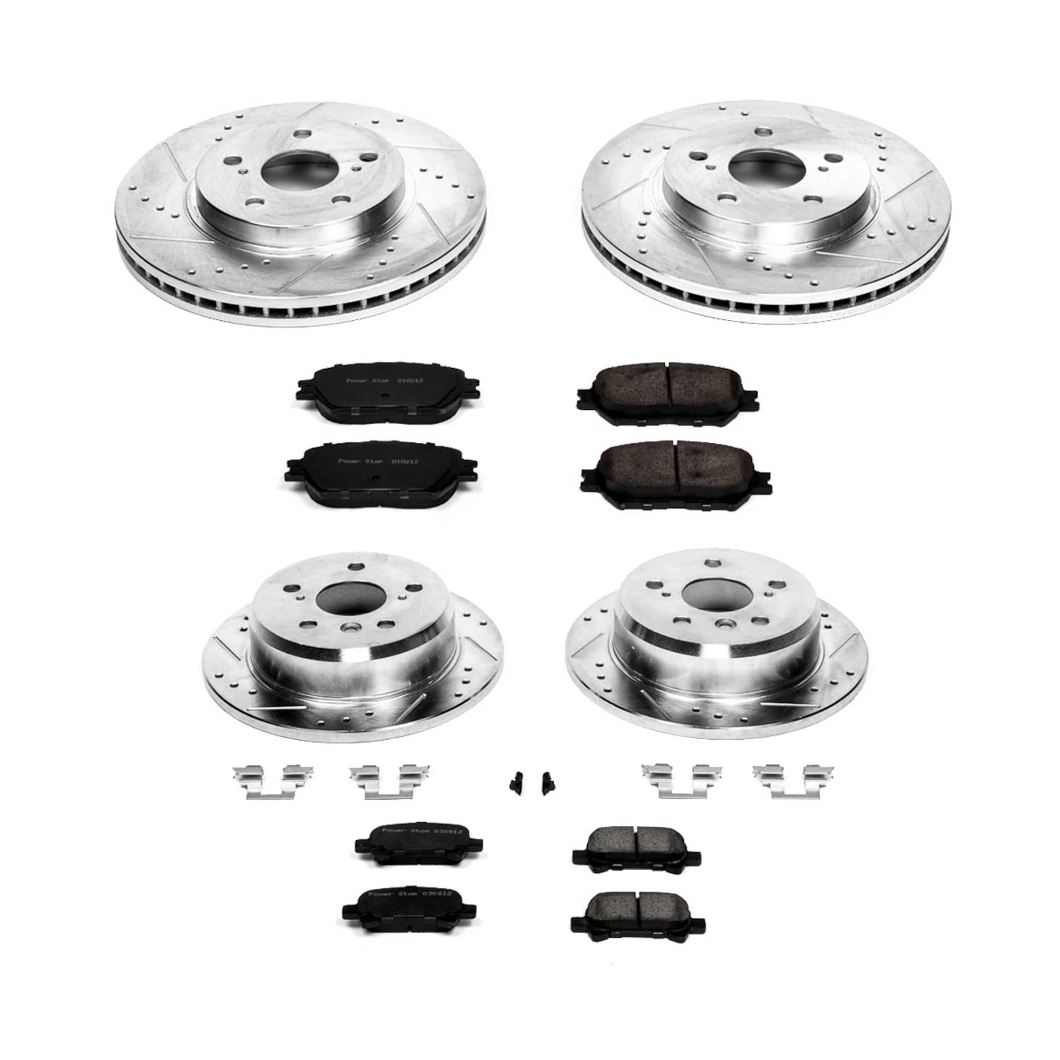 PowerStop Front and Rear Z23 Evolution Sport Carbon-Fiber Ceramic Brake Pad and Drilled & Slotted Rotor Kit Fits: TOYOTA Select Models K2415