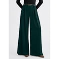 thumbnail image 5 of Womens Spring Wide Leg Trousers Loose Pleated Long Flowy Palazzo Work Pants with Pockets Dark Green XL, 5 of 8