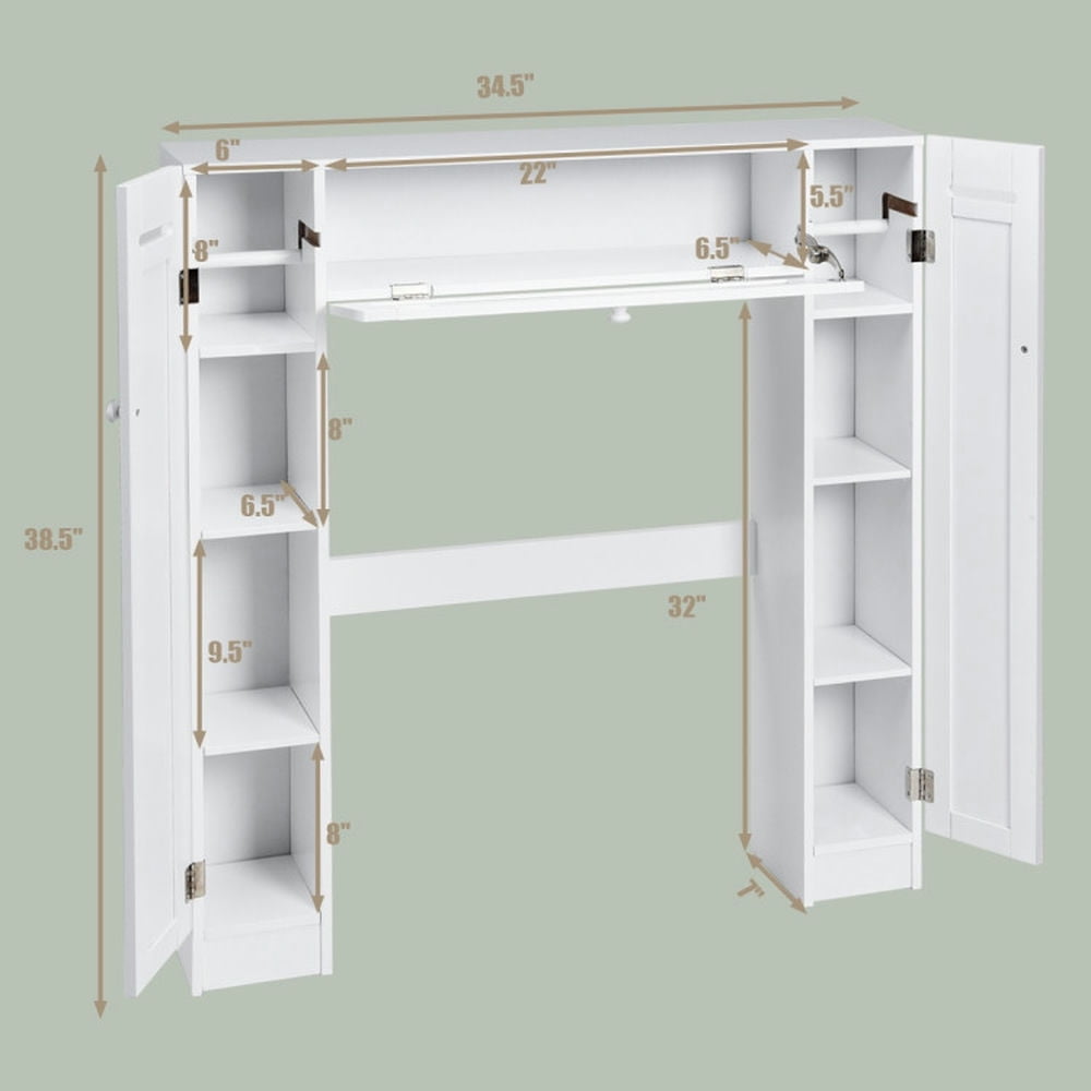 Finihen Toilet Storage Cabinet, Bathroom Cabinet Organizer, Wooden over the Toilet Storage Cabinet, for Bathroom, White