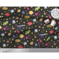 thumbnail image 3 of Soimoi Modal Satin Fabric Spaceship,Star & Telescope Cartoon Printed Craft Fabric by The Yard 42 Inch Wide, 3 of 3