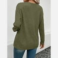 thumbnail image 6 of AXXD Womens Oversized Tee Shirts Green Basic Summer 2024 Loose Trendy Button Round-Neck Long Sleeve Casual T-shirt Top Solid Blouse, 6 of 8