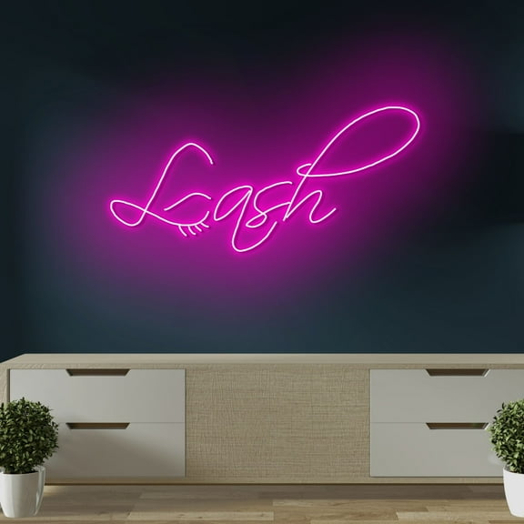 Craftnamesign Lash Neon Light Wall Art, Lash Beauty Salon LED Light Decor, Eyelash Wall Art
