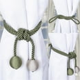 thumbnail image 2 of JeashCHAT 2 Pcs Curtain Rope Tiebacks , Retro Window Curtain Cord Rope Buckle Decorative Handmade Tie Backs Curtain Hanging Ball for Drapes, Green, 2 of 5