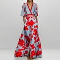 thumbnail image 7 of Floral Print V-Neck Wrap Maxi Dress With Belt 28751-Blue, 7 of 7
