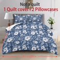 thumbnail image 4 of ZIATUBLES King Size 3-Piece White Floral Blue Print Duvet Cover Set, Soft Easy-Care Zipper Closure Bedding, Modern Bedroom Decor Includes 1 Duvet Cover & 2 Pillowcases, 4 of 8