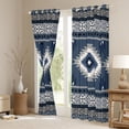 thumbnail image 3 of jejeloiu Rustic Western Aztec Black Out Curtains,Bohemian Geometric Pattern Curtains Pack of 2 (42x63 Each),Deepblue White Gray Bedroom Curtains For Kids,Luxury Bedroom Decor, 3 of 6