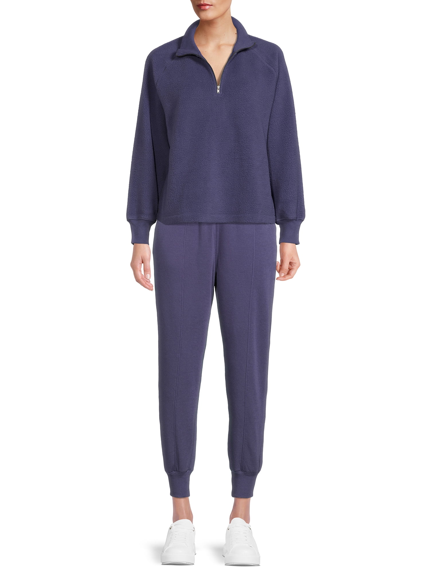 Time and Tru Women's Faux Sherpa Pullover Sweatshirt