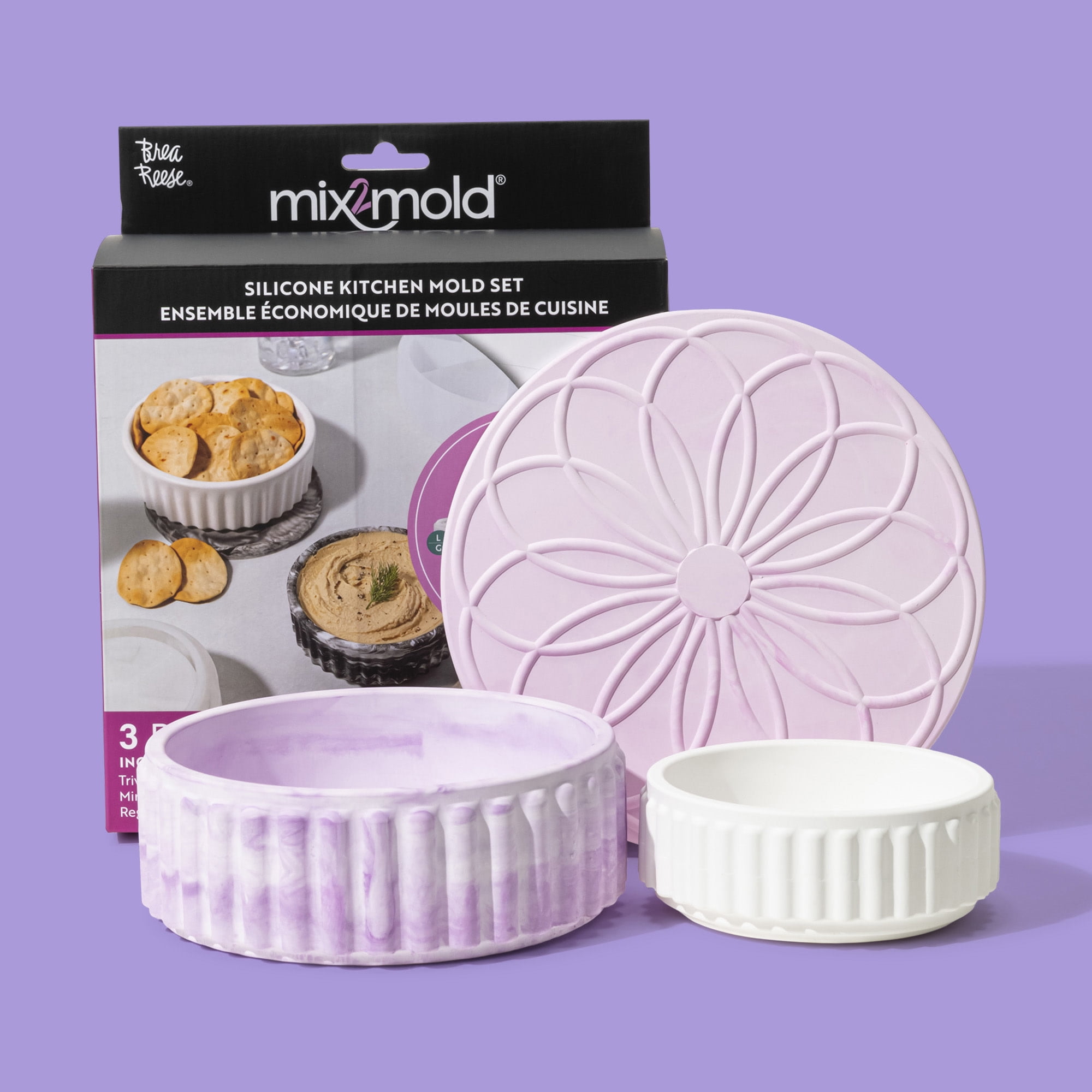 Brea Reese Mix2Mold: Molds Value Set - Kitchen 3pc - Silicone-Durable-Reusable, Non-Stick, For Resin Craft Projects, DIY Trivet, Ramekin & Snack Dish