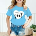 thumbnail image 3 of Toddler Girl Shirts Kid Girls Cute Graphic Print Round Neck Short Sleeve Tee Summer Casual T Shirt Tops Blue Girls' Tops, Tees & Blouses,9-10Y, 3 of 5