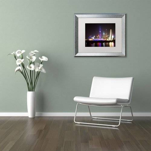 Trademark Fine Art "Shanghai City" Canvas Art by Philippe Hugonnard, White Matte, Silver Frame