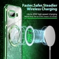 thumbnail image 4 of Casetego For Google Pixel 9A Case,Compatible with MagSafe,Clear Magnetic Glitter Gradient Sparkle Luxury Plated Soft TPU Bumper Full Camera Lens Protector,Green, 4 of 7