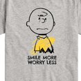 thumbnail image 3 of Peanuts - Smile More Worry Less - Youth Short Sleeve Tee, 3 of 6