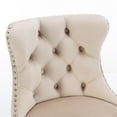 thumbnail image 4 of Triple Tree Velvet Swivel Bar Stool, Button Tufted Upholstered Bar Stool, Beige (Set of 2), 4 of 9