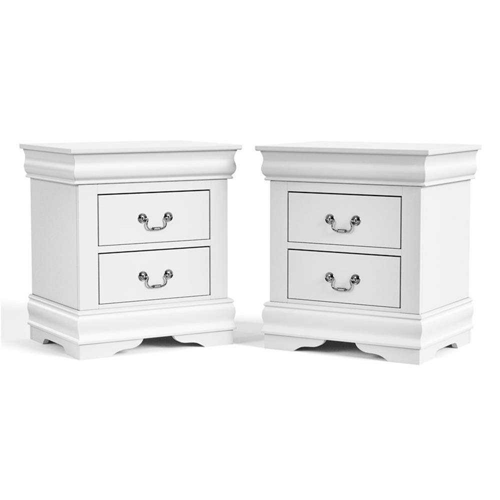 Furniture of America Toni Wood 2-Drawer Nightstand in White (Set of 2)