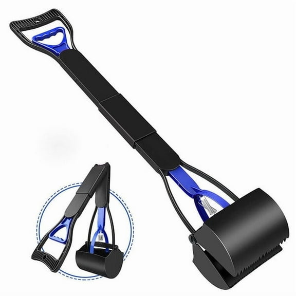 SLSRFD Pet Pooper Scooper with Long Handle – Foldable, Durable & Lightweight Waste Picker for Dogs, One-Handed Use, Non-Stick, for Grass, Concrete, Backyard – 17.7" Long,Blue