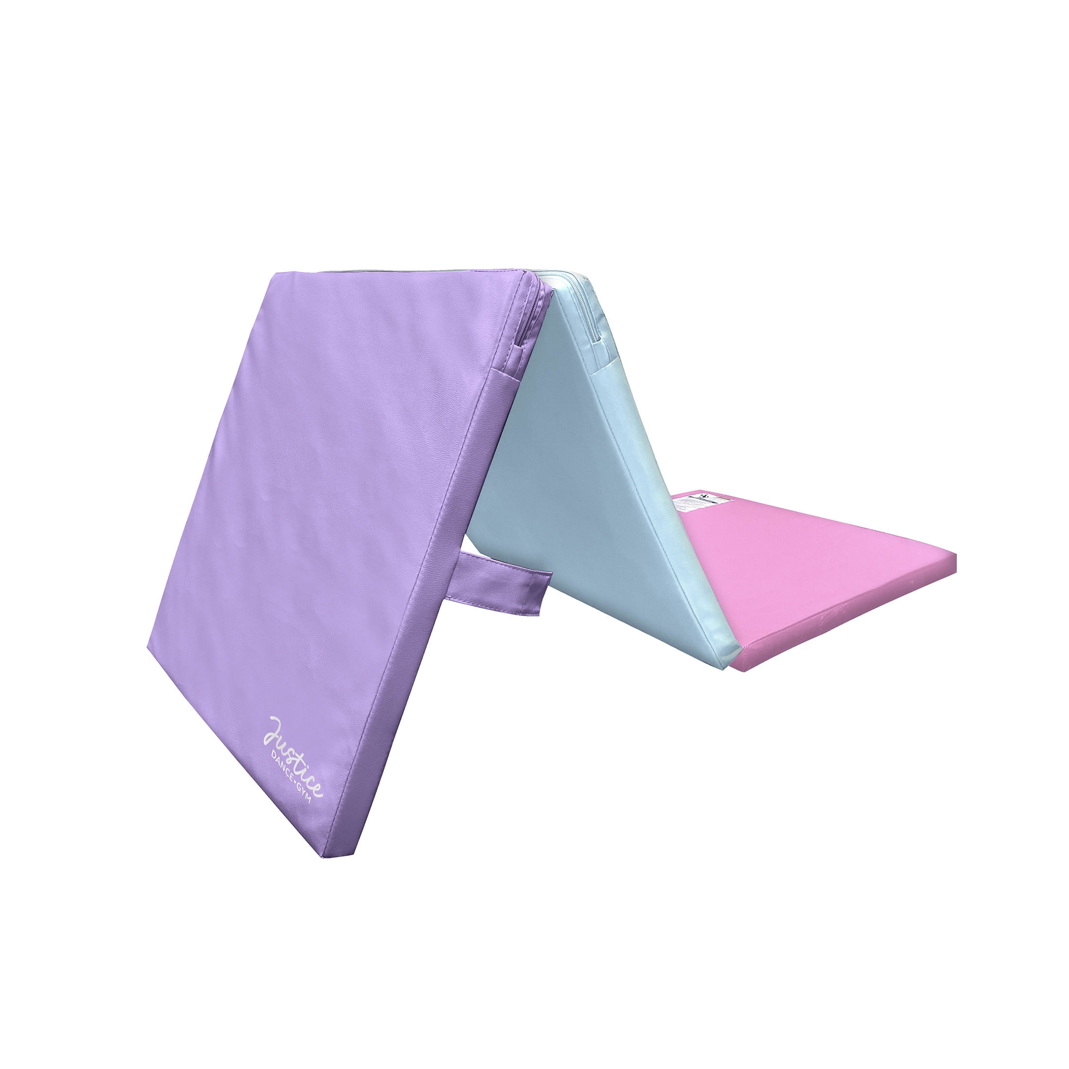 Justice 6ft Three-Fold Gymnastics Mat with Carry Handles, Multi Color, 1.5-inch Thickness