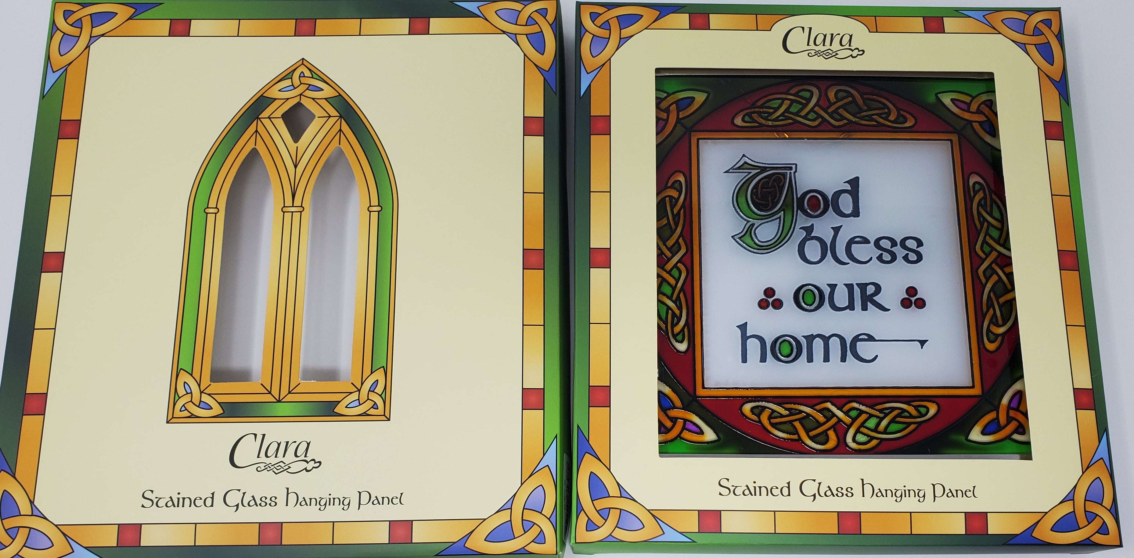 STAINED GLASS SUNCATCHER “GOD BLESS OUR HOME” 