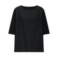 thumbnail image 5 of CQONEPT Shirts for Women with Pockets Loose Fit Crewneck Short Sleeve Tops Comfy Breathable Solid Color T-Shirt,Black S-XXL, 5 of 8