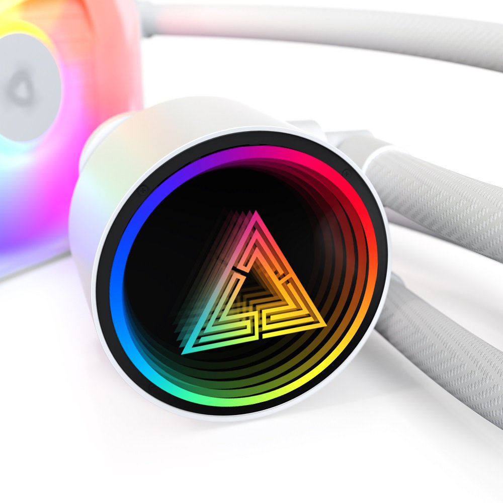MONTECH Lightflow ARGB 360 White Ultra-Quiet AIO Liquid CPU Cooler, 3100RPM Pump