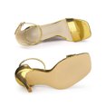 thumbnail image 4 of BLISSFUL STEP Women's Textured Square Toe Buckle Ankle Strap Stiletto Heel Sandals Gold (Size 7), 4 of 7