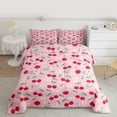 thumbnail image 2 of jejeloiu Red Cherries Full Size Comforter Sets,Cartoon Flower Daisy Bedding Comforter Set,Green Rustic Leaves Bedding Sets For Children,Microfiber Bedroom Decor Reversible,3 Pieces, 2 of 8