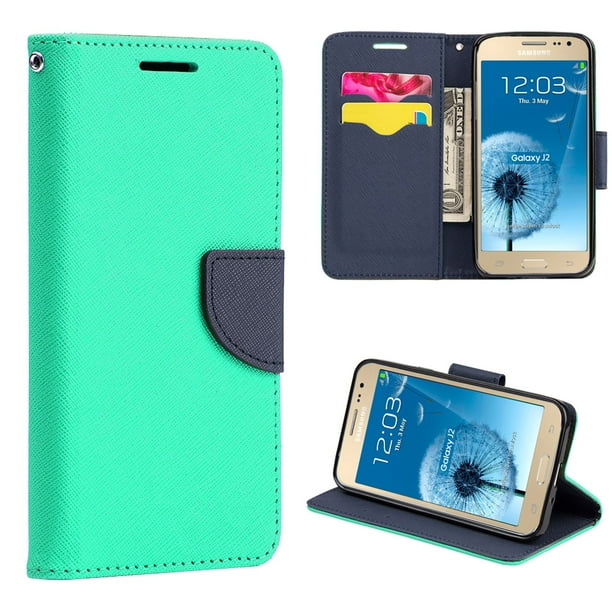 For Samsung Galaxy J2 15 Case By Insten Stand Folio Flip Leather Card Slot Wallet Flap Pouch Case Cover For Samsung Galaxy J2 15 Walmart Com Walmart Com