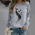 thumbnail image 4 of Jsaierl Womens Crewneck Sweatshirts Plus Size Casual Feather Print Sweatshirt Top Long Sleeve Fashion Fall Pullover Sweatshirts, 4 of 4