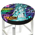 thumbnail image 5 of Salouo New York City Pattern Bar Stool Cushion Cover, Round Crease-Resistant Stretchy Dustproof Stool Seat Slipcover for Bar Round Chair-12 inch, 5 of 6