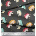 thumbnail image 3 of Soimoi Gray Cotton Poplin Fabric Dot & Unicorn Face Print Fabric by the Yard 42 Inch Wide, 3 of 3