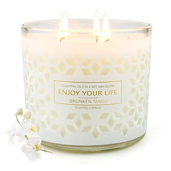 Soy wax, Home decor 3 Wick Scented Candles Jar Candle Orchid, 14.5oz