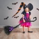 thumbnail image 4 of Escoba de bruja para fiesta de Halloween, escoba de plástico con accesorios de cinta, regalo, 4 of 5